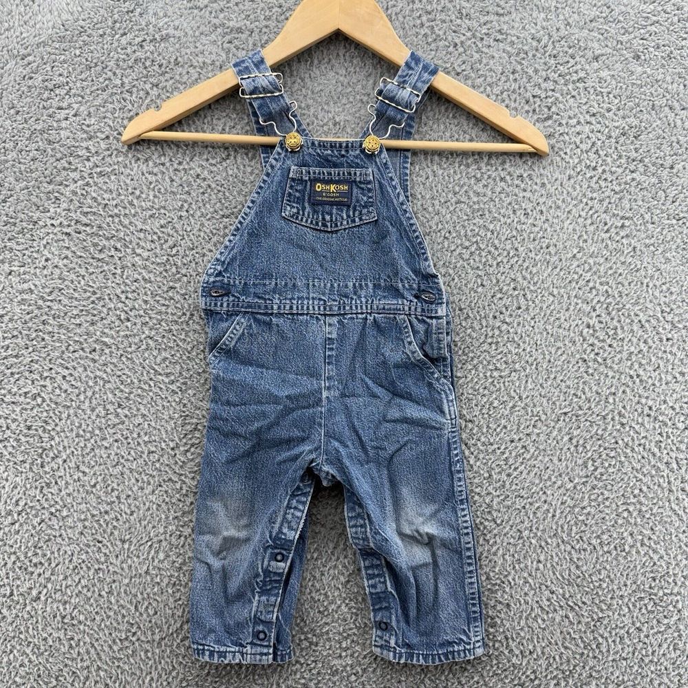 Oshkosh B'gosh Y2K Fleece Blue Denim Bib Overalls Toddler Size‎ 24 Months READ